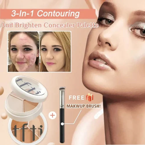 3-In-1 Contouring And Brighten Concealer Palette