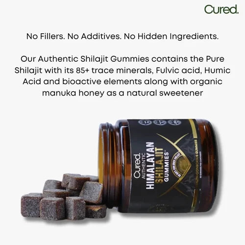 Authentic Himalayan Shilajit Gummies Sweetened With Organic Manuka Honey Flavored With Organic Blood Orange Oil & Organic Vanilla