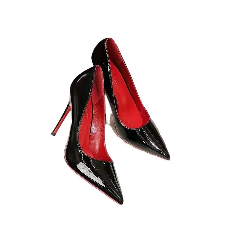 Sexy black red bottom rhinestone high heels