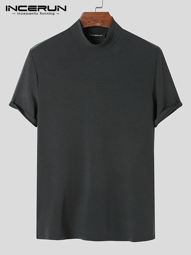 Mens High Neck Slim Fit T-shirt