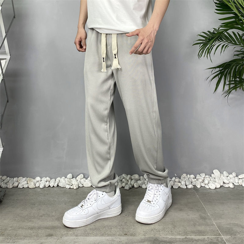 Men's ice silk elastic casual pants