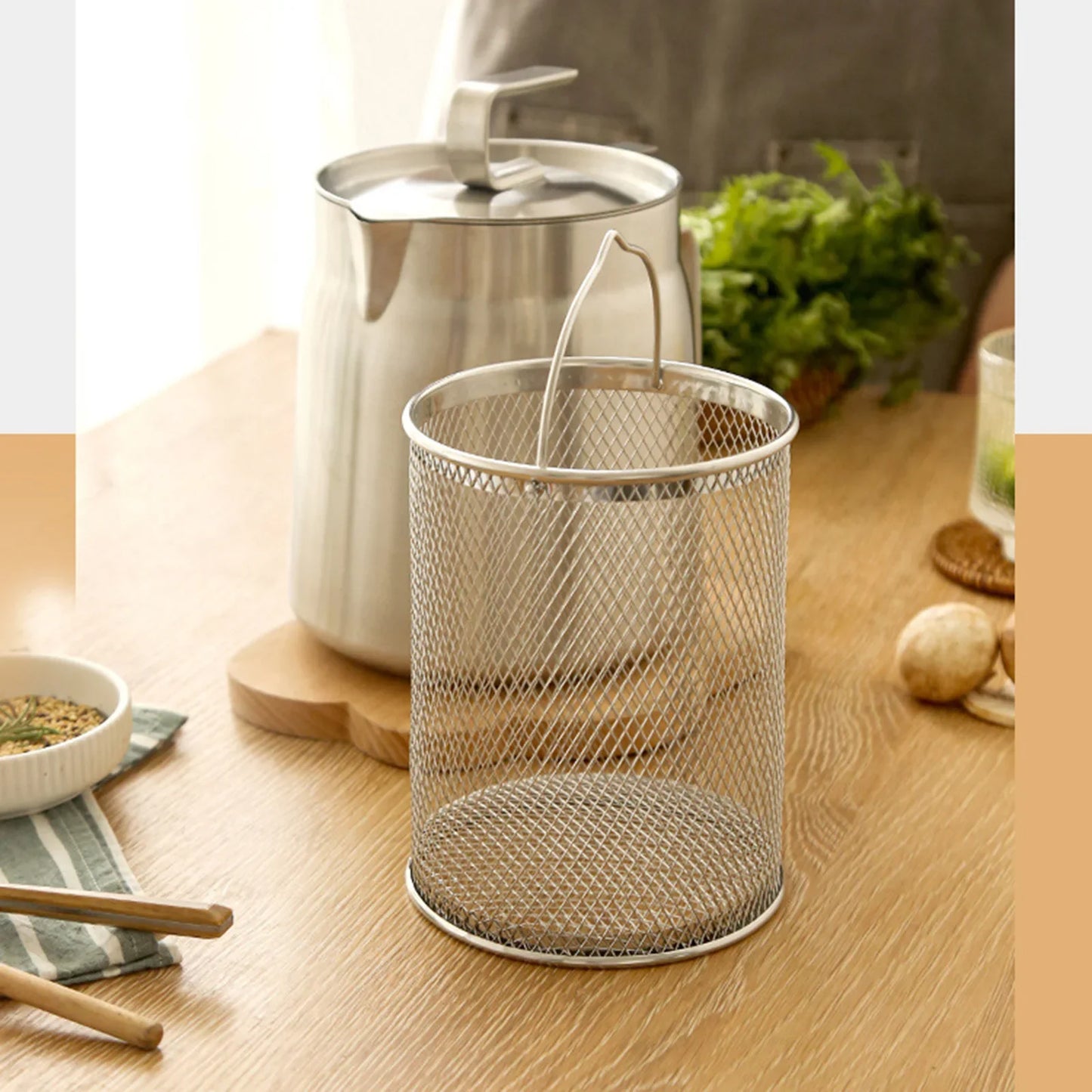 2-in-1 304 Stainless Steel Multifunctional Oil Strainer Pot