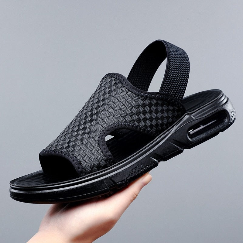 Soft Sole Black Woven Summer Sandals