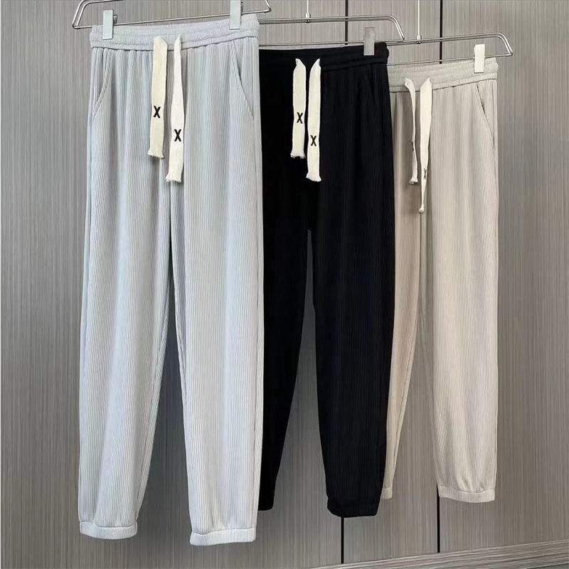 Men's ice silk elastic casual pants