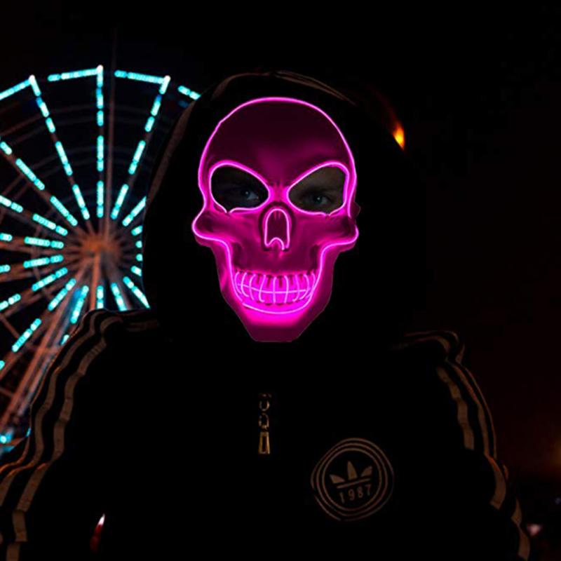 Skully Halloween Adjustable LED Light Up Scary Skull Mask