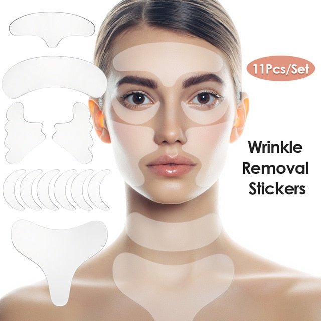 Reusable Silicone Wrinkle Removal Sticker Face Forehead Neck Eye Sticker Pad Anti Aging Patch Face Lifting Mask Skin Care Tools