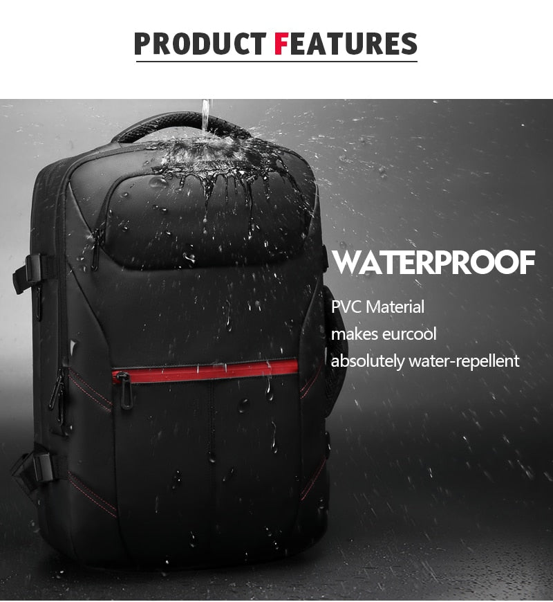 Men's PVC Waterproof USB Charging Male Laptop Casual Travel Bag