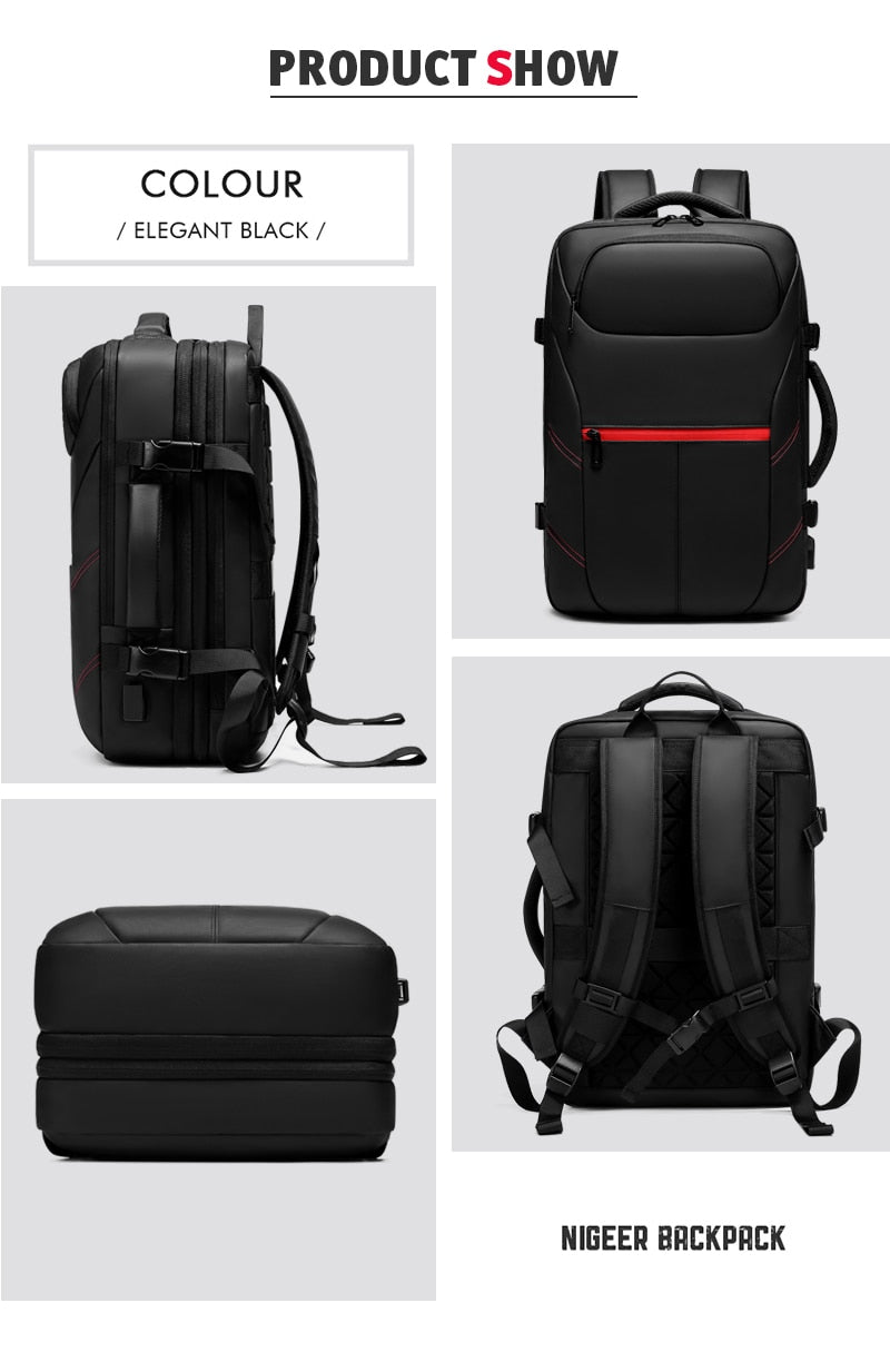 Men's PVC Waterproof USB Charging Male Laptop Casual Travel Bag