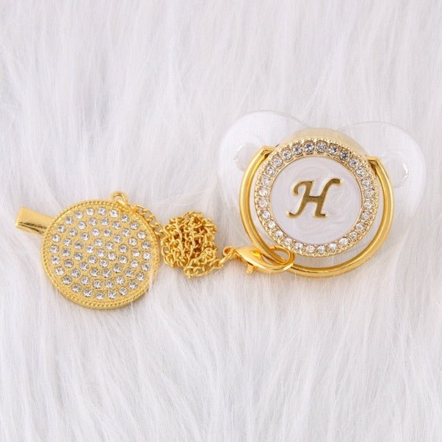 LETTER PEARL CRYSTAL PACIFIER