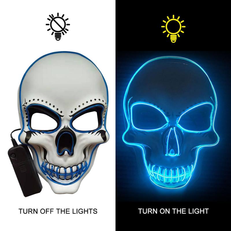 Skully Halloween Adjustable LED Light Up Scary Skull Mask