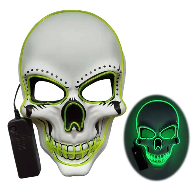 Skully Halloween Adjustable LED Light Up Scary Skull Mask