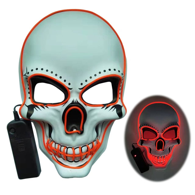 Skully Halloween Adjustable LED Light Up Scary Skull Mask