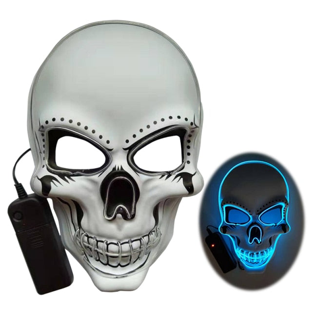 Skully Halloween Adjustable LED Light Up Scary Skull Mask