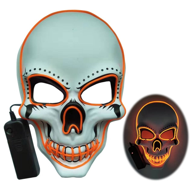 Skully Halloween Adjustable LED Light Up Scary Skull Mask