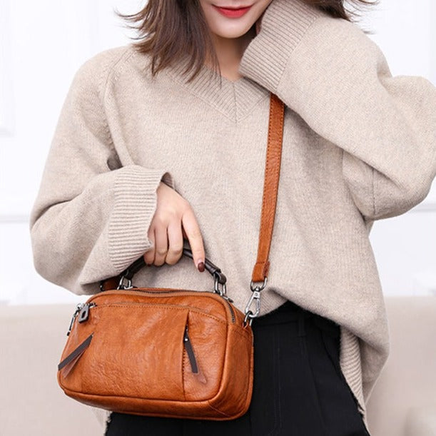 MULTI POCKETS SOFT LEATHER BAG