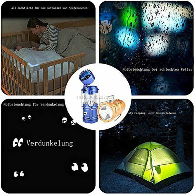 6 in 1 Portable Outdoor LED Camping Lantern With Fan