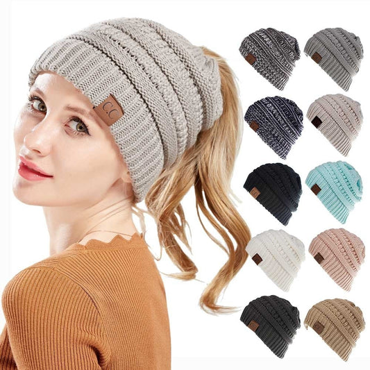 Soft Knit Ponytail Beanie