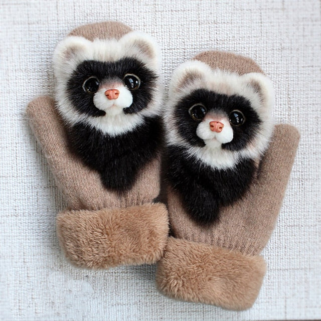 Hand-knitted Animal Mittens