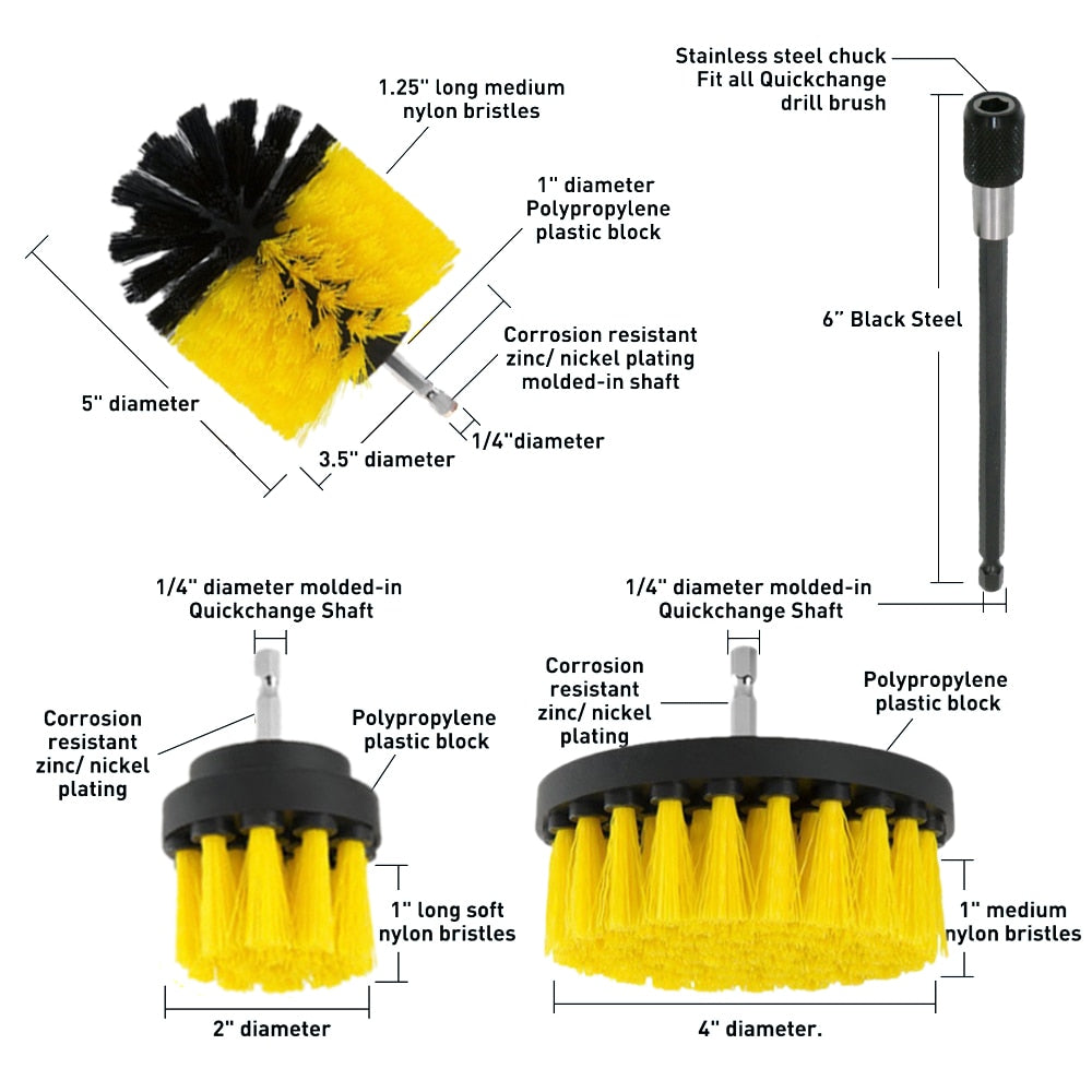 3 / 5 / 12 - PIECE DRILL BRUSH ATTACHMENT SET